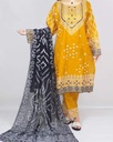 3 pcs Women's Stitched Katan Silk Printed suit