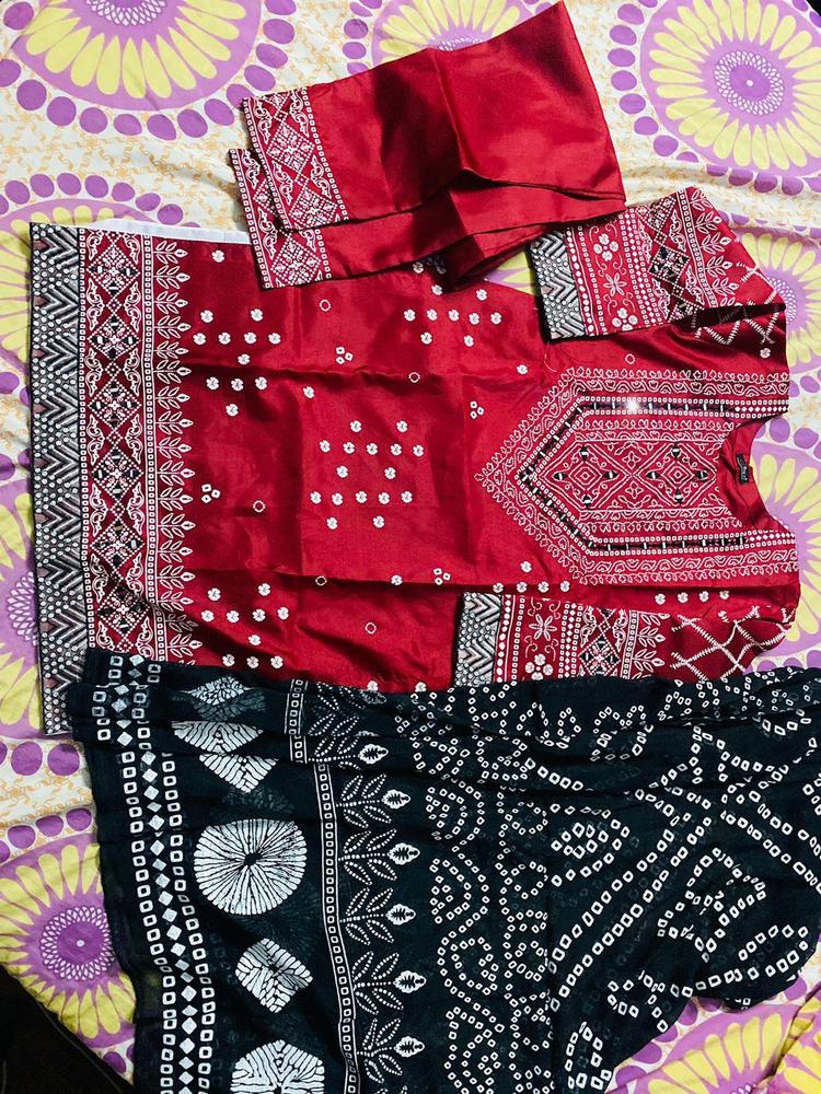 3 pcs Women's Stitched Katan Silk Printed suit