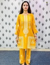 2 PCS WOMEN'S STITCHED ARABIC LAWN BLOCK PRINTED SHIRT WITH TROUSER