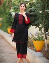 2 PCS WOMEN'S STITCHED LIEN EMBORIDERED SUIT