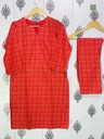 2 PCS WOMEN STITCHED LINE PRINTED SUIT