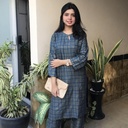 2 PCS WOMEN'S STITCHED LINE PRINTED SUIT