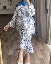 2 Pcs Women's Stitched Lien PrintedShirt And Trouser