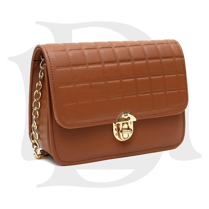 WOMEN'S LEATHER TEXTURE SHOULDER HANDBAG