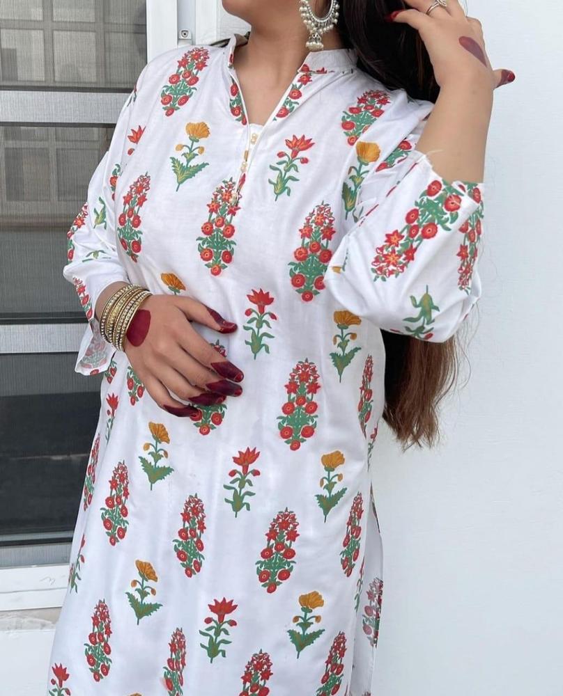 2 Pcs Women's Stitched Lien Printed Suit