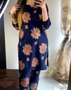 2 Pcs Women's Stitched Lien Printed Suit