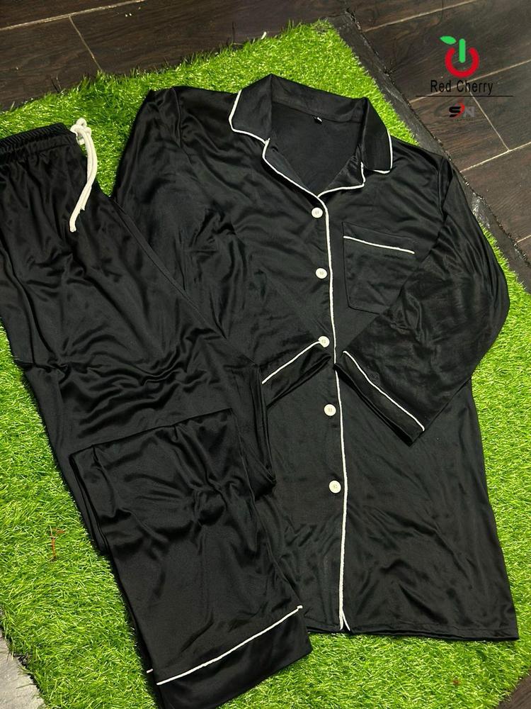 2 Pcs Women's Stiched silk plain sleepwear