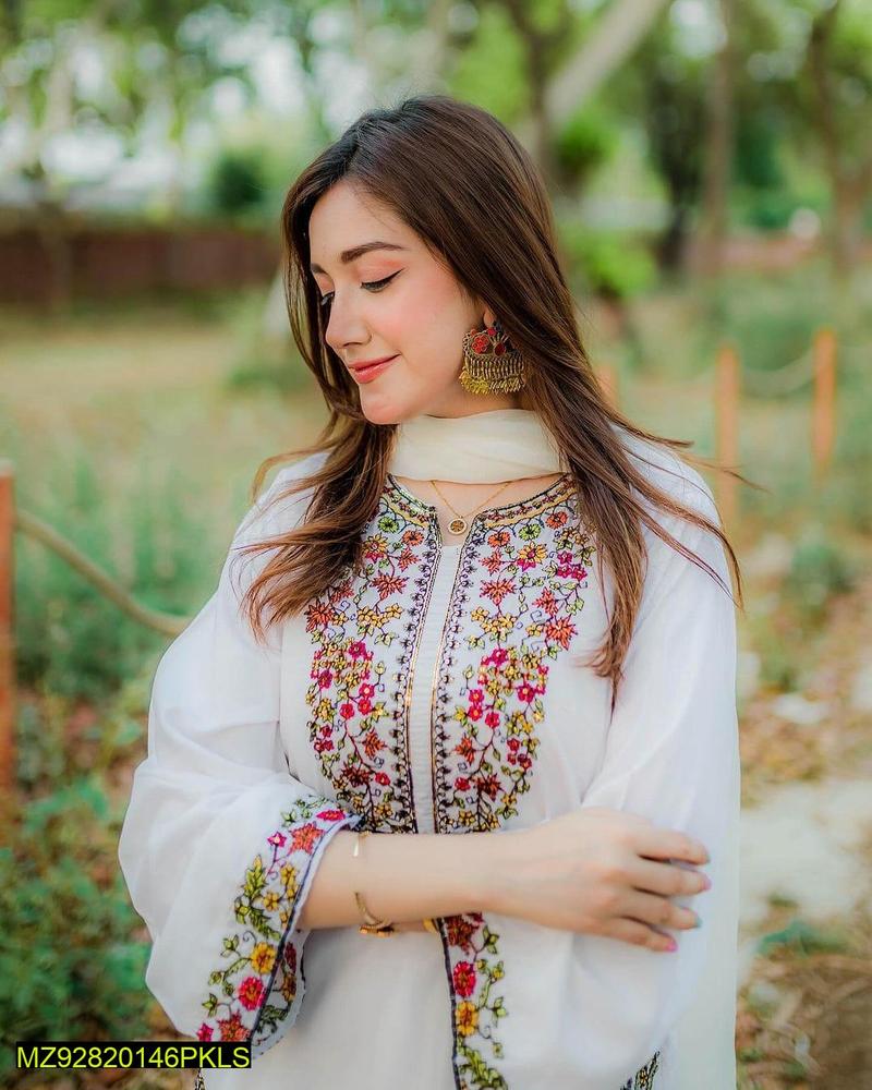 2 PCS WOMEN'S ARABIC LAEWN EMBROIEDERED SHIRT AND TROUSER