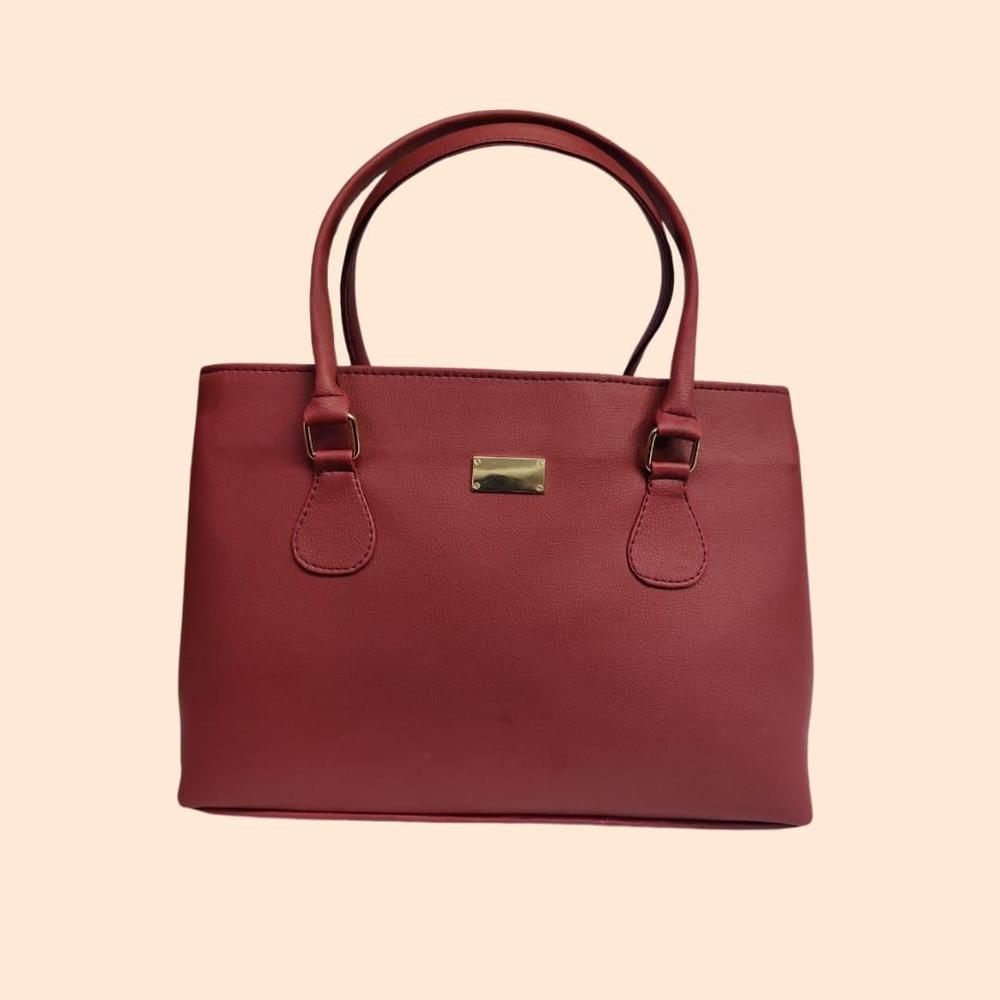 PU LEATHER PLAIN HANDBAG