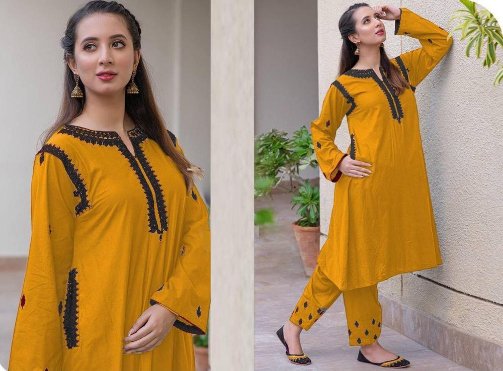 2 PCS WOMENS STITCHED SUIT LINE PRINTED