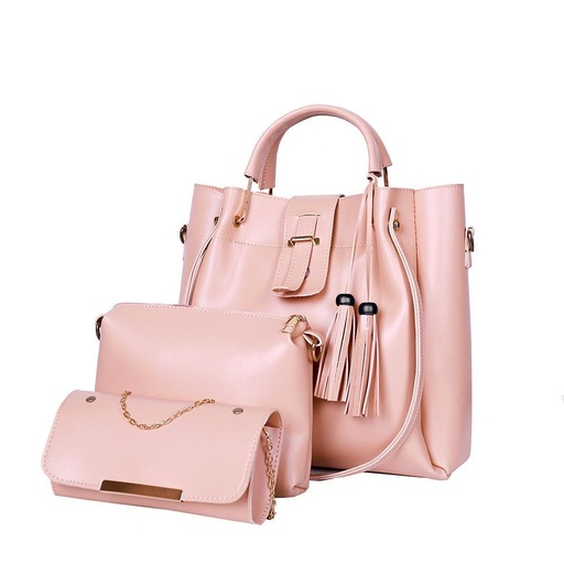 
3PCS WOMEN'S PU LEATHER PLAIN HANDBAG