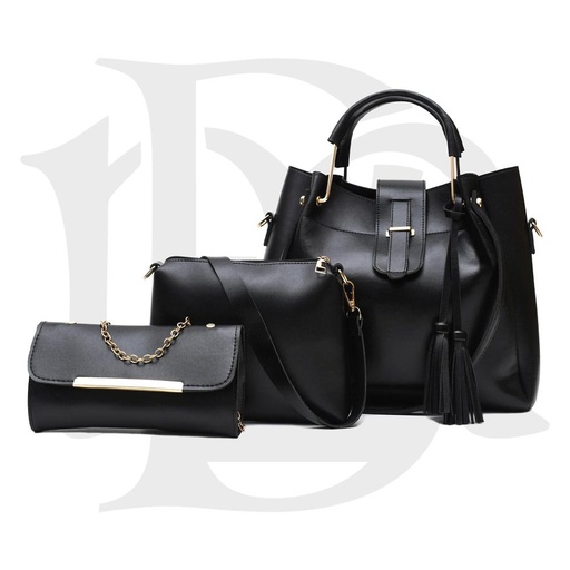 
3PCS WOMEN'S PU LEATHER PLAIN HANDBAG