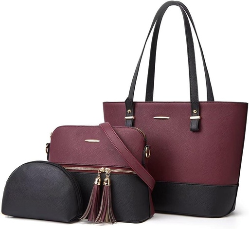 3Pcs women's Pu Leather Handbag