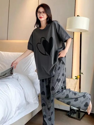 2 Pcs Women's Stitched Jersey Cotton Printed  Night dress