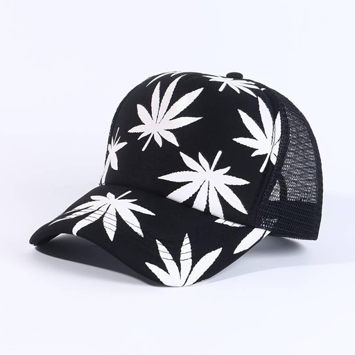 DEOSAI-BLACK WITH WHITE LEAF NET CAP