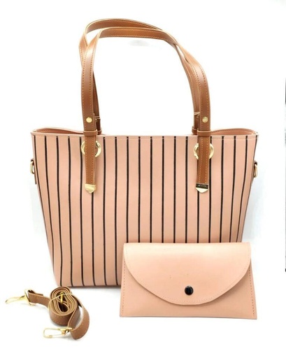 2PC PURE LEATHER PLAIN SHOULDER  HANDBAGS