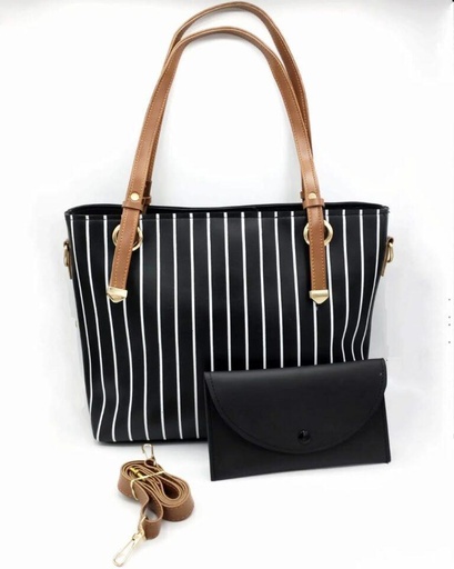 PURE LEATHER 2PC SHOULDER HANDBAG PLAIN