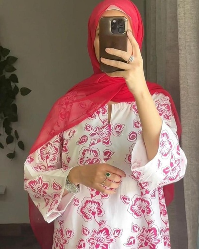 2 Pcs Women's Stitched Lien Printed Shirt And Trouser
