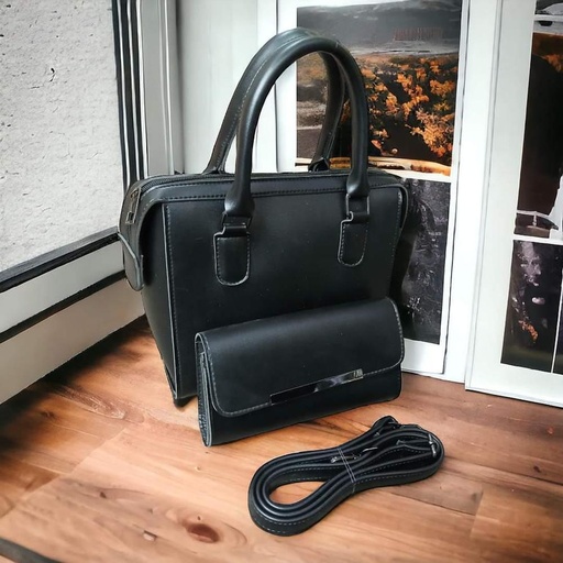 2PC PU LEATHER HANDBAG WITH LONG STRAP