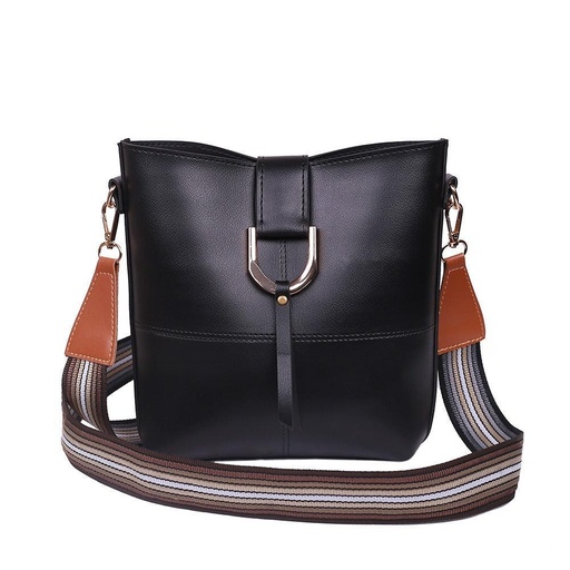 BAGX-BOB PU LEATHER CROSSBODY BAG, BLACK