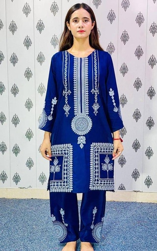 2 PCS WOMEN'S STITCHED ARABIC LAWN BLOCK PRINTED SHIRT WITH TROUSER