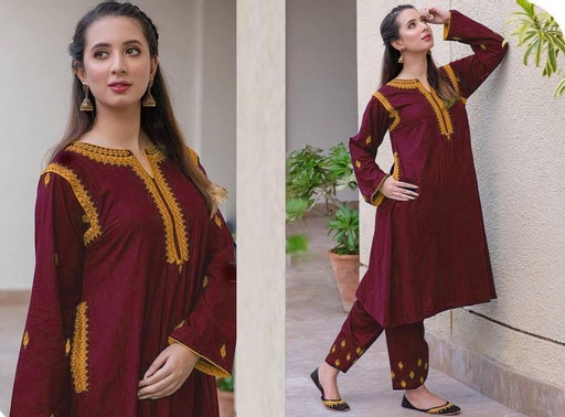 2 PCS WOMEN'S STITCHED LINEN PRINTED SUIT 
